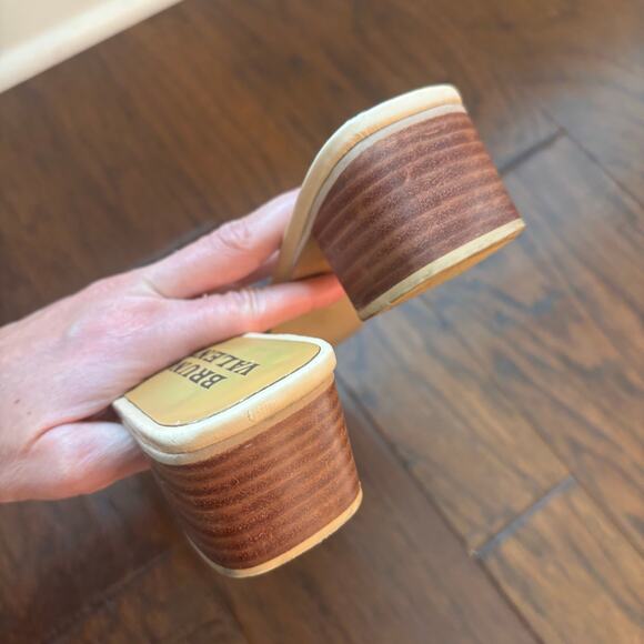 Bruno Valentini 90s Sandals Woven Sandals Mules Raffia Leather Sz 7 Tan - Picture 9 of 13